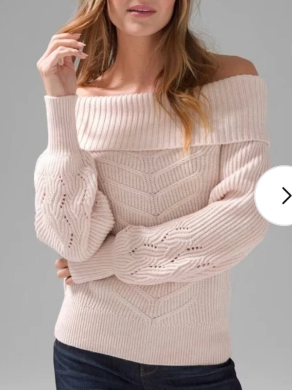 White House Black Market Cashmere Blend Pink Off Shoulder Sweater M
